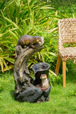 Decorative Brown Water Foutain with Otter Design, with Light and Pump, for Indoor and Outdoor