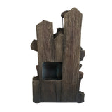 Brown and Gray Water Fountain with Antique Water Pump Design and LED Light