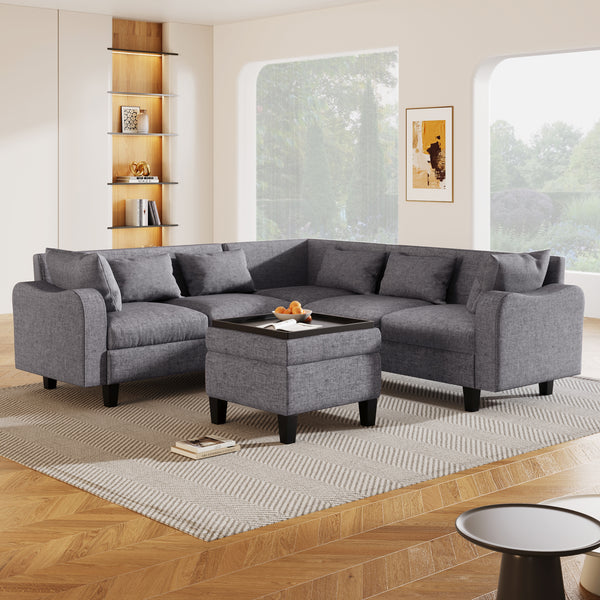 Modern Sectional Sofa with coffee table ottoman