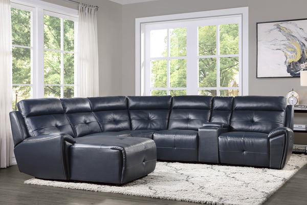 Reclining Sectional with Left Chaise Navy Blue