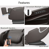 Zero G Brown Massage Chair Recliner with Full Body Airbag Massage Chair with Bluetooth Speaker, Foot Roller Brown