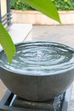 Polyresin Gray Zen Bowl Water Fountain, Outdoor Bird Feeder /Bath Fountains, Relaxing Water Feature for Garden Lawn Backyard Porch