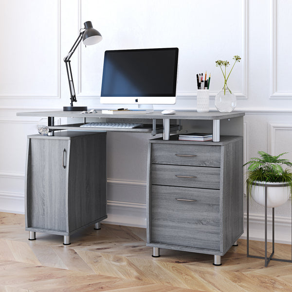 Grey Complete Workstation Computer Desk with Storage