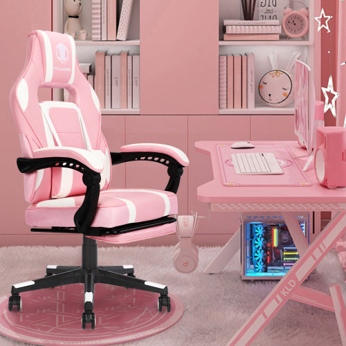 Black and Pink Ergonomic massage/rotary racing office gaming chair