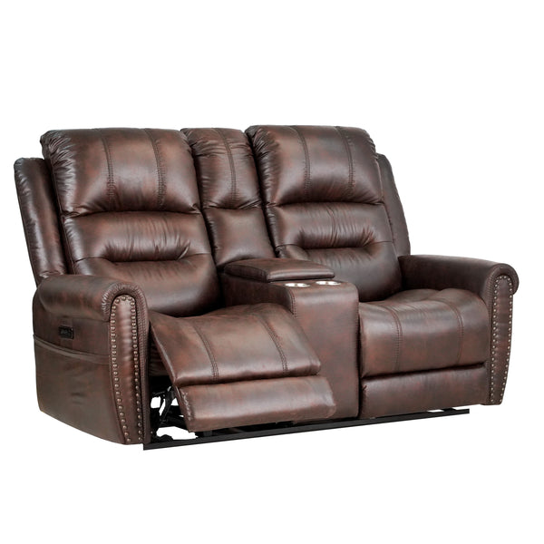 Leather Brown Reclining Loveseat sofa