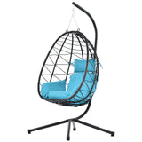 Egg Chair with Stand Indoor Outdoor Swing Chair Patio Wicker Hanging Egg Chair Hanging Basket Chair Hammock Chair with Stand for Bedroom Living Room Balcony