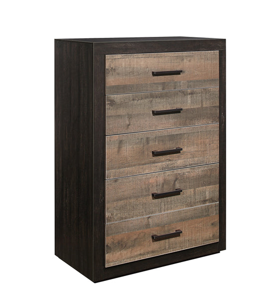 Contemporary Two-Tone Finish Chest of Drawers Faux-Wood Veneer