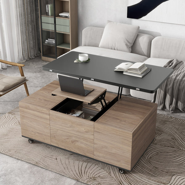 Modern Lift Top Coffee Table Multi Functional Table with 3 Drawers