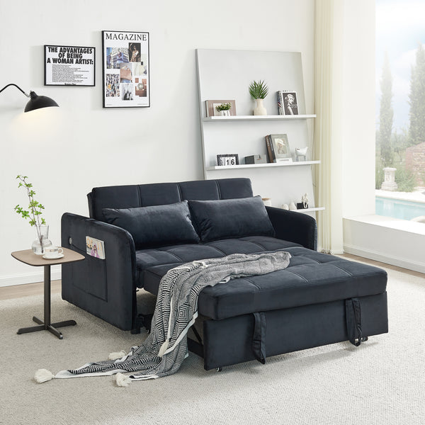 Twins Pull Out Sofa Bed Black Velvet