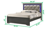 Queen 5 Pc Tufted Upholstery LED Bedroom set