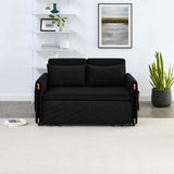 Black Convertible Sofa Bed Loveseat with Pull Out Bed