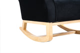 Black Mid Century Fabric Rocker Chair with Wood Legs