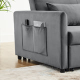 Convertible Sofa Bed Velvet Double Sofa with Pullout Bed, Seat with Adjustable Backrest
