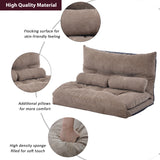 Light Brown - Adjustable Folding Futon Video Gaming Sofa