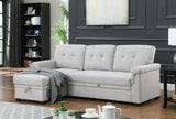 Light Gray Linen Reversible Sleeper Sectional Sofa with Storage Chaise
