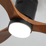 Low Profile Ceiling Fan With Lights 3 Carved Wood Fan Blade Noiseless Reversible Motor Remote Control With Light