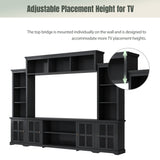 Minimalism Style Entertainment Wall Unit with Bridge, Modern TV Console Table for TVs Up to 70"