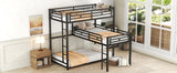 L-shaped Metal Triple Twin Size Bunk Bed