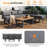 3-Piece Multi-Functional Outdoor Sectional Sofa Set with Height-adjustable Seating and Coffee Table for Patio, Garden and Backyard (Grey)