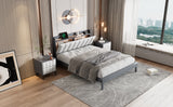 Queen 3-Piece Bedroom Sets with USB and LED Lights-Gray+White