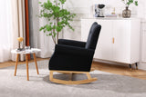 Black Mid Century Fabric Rocker Chair with Wood Legs