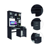 2-Drawer 7-Shelf Computer Desk with Hutch Smokey Oak