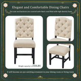 Furniture Retro Style Dining Table Set with Extendable Table and 4 Upholstered Chairs