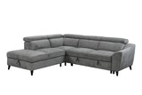 Wrenley Gray Chenille Sectional Sofa with Sleeper & Storage