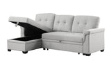 Light Gray Linen Reversible Sleeper Sectional Sofa