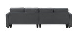 4-Seater Modern Linen Fabric Sofa with Armrest Pockets