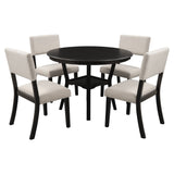 5-Piece Kitchen Dining Table Set Round Table