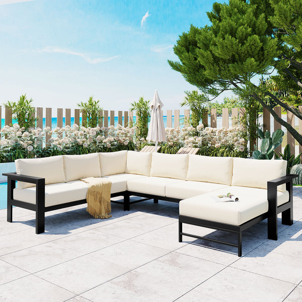 multi-person outdoor sofa set, suitable for gardens, backyards, and balconies.
