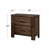 Wood Nightstand with 2 Drawers in Brown
