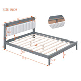 Queen 3-Piece Bedroom Sets with USB and LED Lights-Gray+White