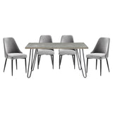 Grey Modern Sleek Design 5pc Dining Set Table