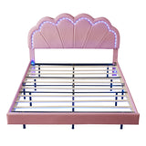 Queen Size Upholstered LED Platform Bed with Storage Ottoman-Velvet