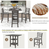 5-Piece Wooden Counter Height Dining Set with Padded Chairs