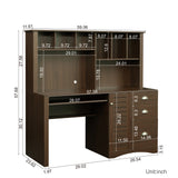 Home Office Computer Desk with Hutch,Walnut