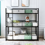 Metal Twin Size Triple Bunk Bed, Black