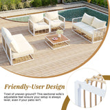 7-Piece Metal Patio Sectional Sofa Set, All-Weather Garden Conversational Furniture Set with Thick Cushions and Coffee Table for Indoor Outdoor, White