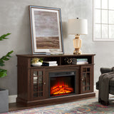 TV Media Stand Modern Entertainment Console  with fireplace Insert