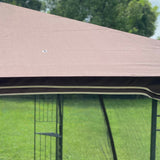 Brown 10x10 Outdoor Patio Gazebo Canopy Tent With Ventilated Double Roof - mesh screen