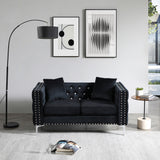 Black Velvet Sofa with Jeweled buttons