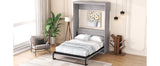 Full Size Grey Murphy Bed folds into cabinet