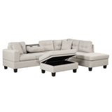 Modern Sectional Sofa with Storage Ottoman