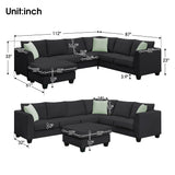 Black  Sectional Sofa Couch