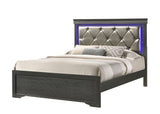 Queen 5 Pc Tufted Upholstery LED Bedroom set