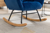 Velvet Fabric Rocking Chair,Blue