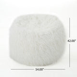 White Glam Faux Fur 5 Foot Bean Bag
