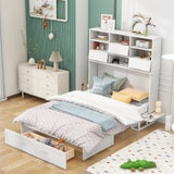 Queen Size Murphy Bed with Bookcase, Bedside Shelves